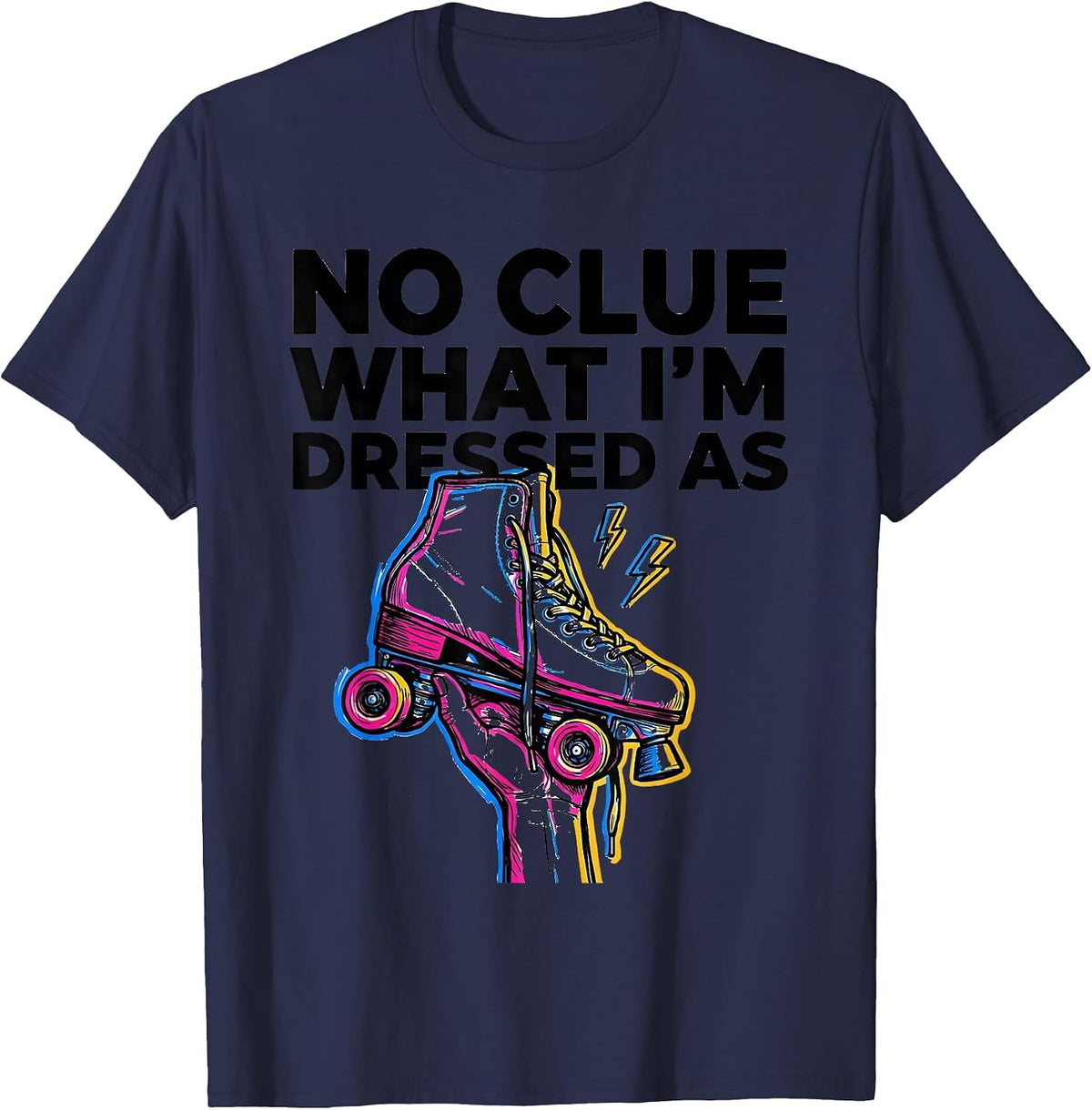 No Clue What I'm Dressed As Funny 80s Party Costume Retro T-Shirt - Navy Blue