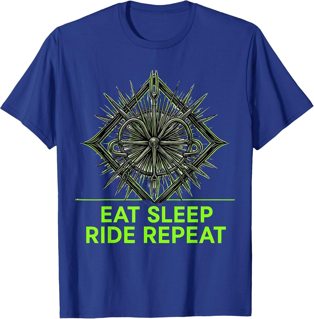 Eat Sleep Ride Repeat Cycling Design T-Shirt - Royal Blue
