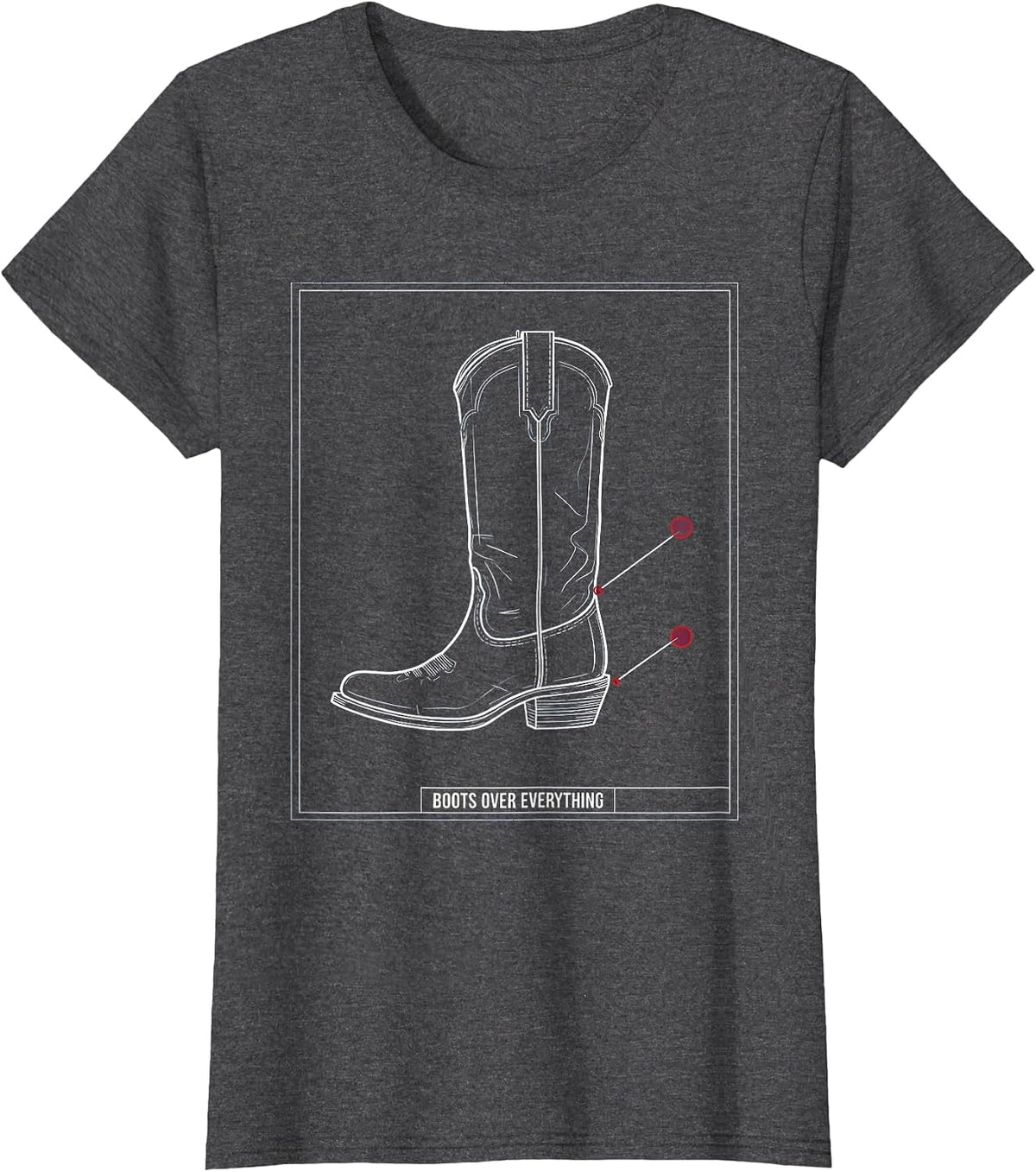 Women's Boots Over Everything Cowgirl Design T-Shirt - Dark Heather Grey