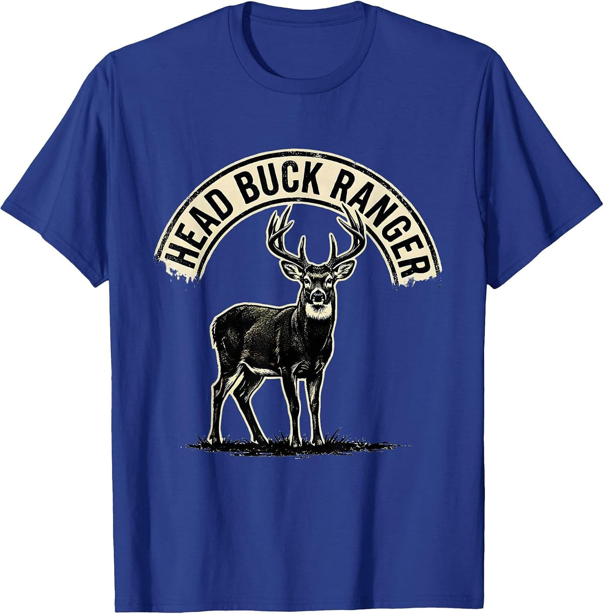 Head Buck Ranger Funny Deer Hunting Hunter Dad Gift T-Shirt - Royal Blue