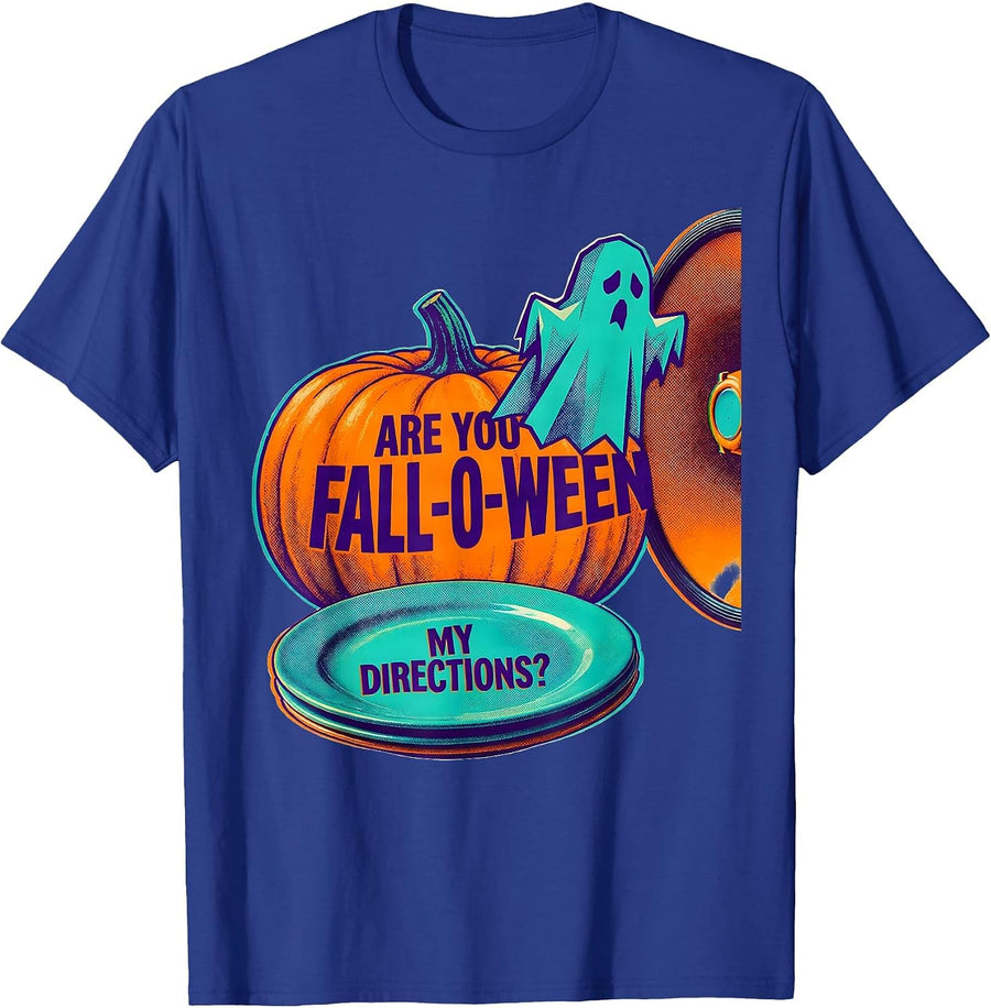 Are You Fall-O-Ween My Directions Risograph Teacher T-Shirt - Royal Blue
