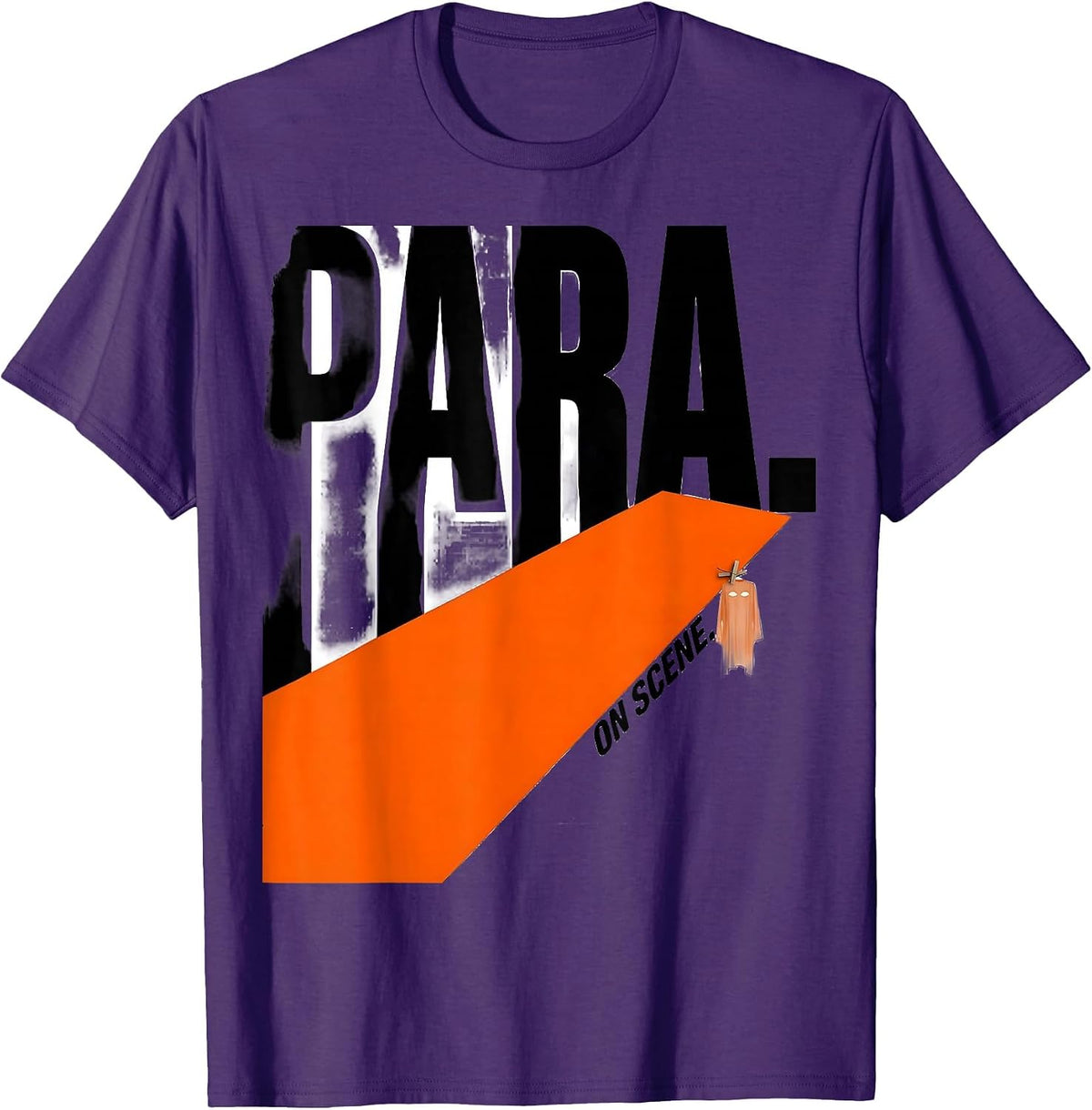 Men's Para On Scene Brutalist Graphic Halloween Para Teacher Gift T-Shirt - Purple