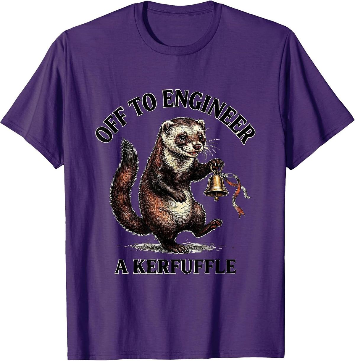 Off To Engineer A Kerfuffle Whimsical Storybook Ferret Humor T-Shirt - Purple
