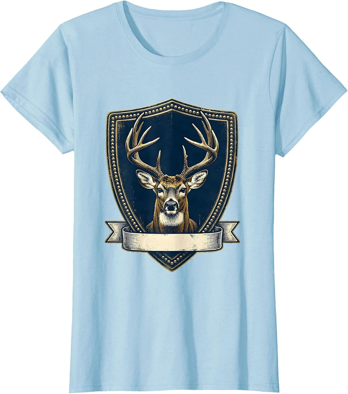 Sealed Buck Emblem Hunting Dad Deer Hunter Pride T-Shirt - Baby Blue