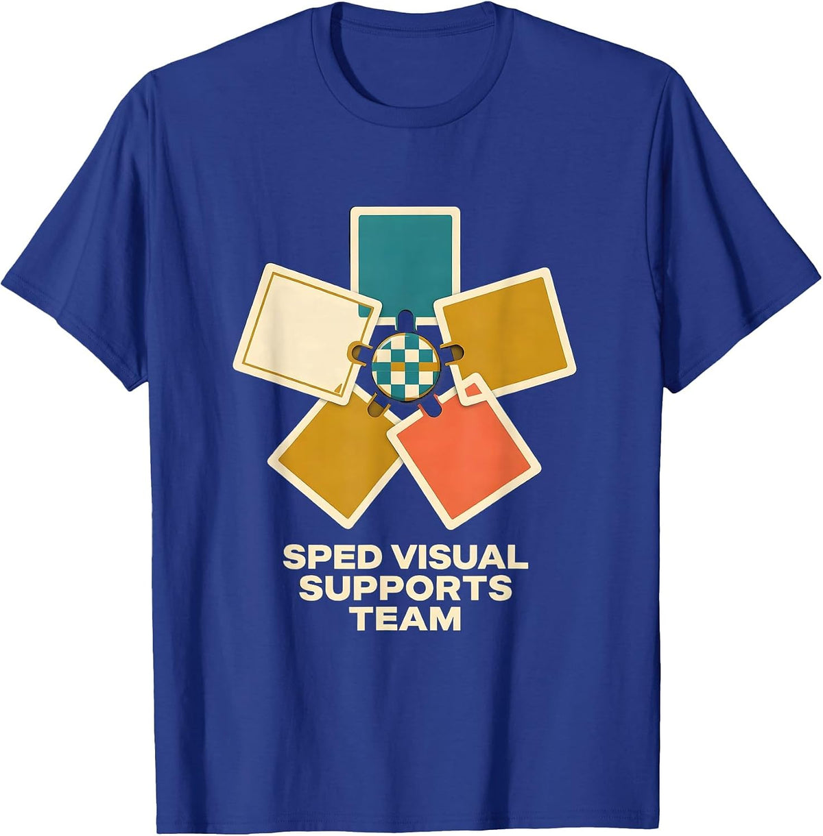 SPED Visual Supports Team Midcentury Modern Teacher T-Shirt - Royal Blue