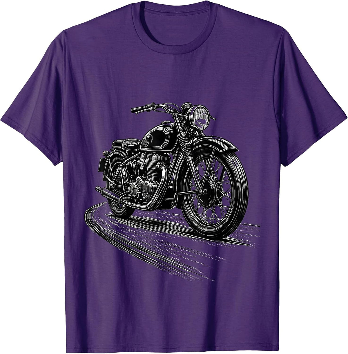 Vintage Motorcycle Retro Classic Car Biker Humor T-Shirt - Purple