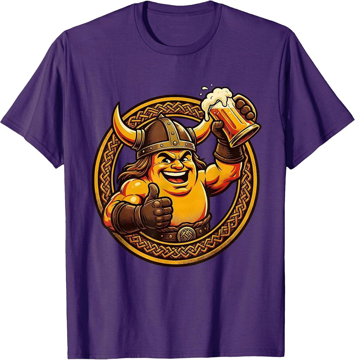 Men's Viking Warrior Beer Toast Graphic Tee T-Shirt - Purple