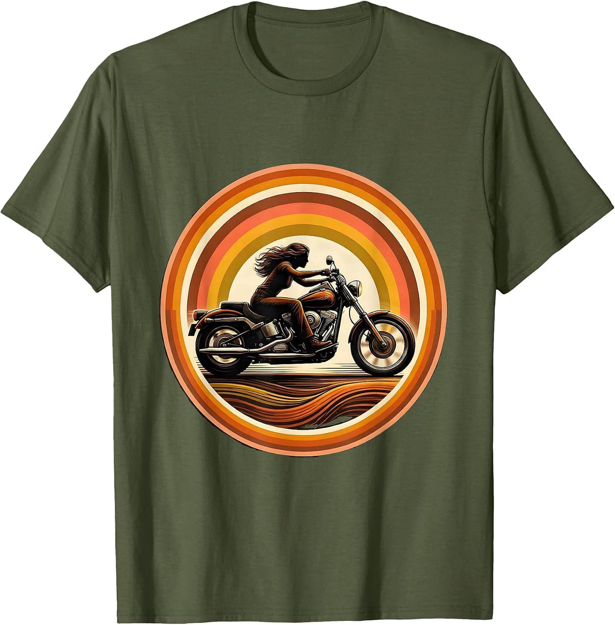 Men's Bold Rider Motorcycle Speed Graphic T-Shirt - Olive Green