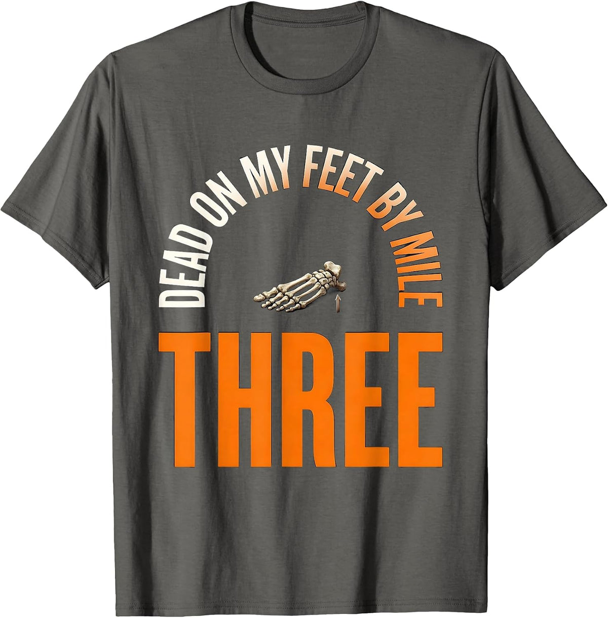 Men's Dead On My Feet By Mile Three Funny Halloween Running T-Shirt - Asphalt Grey