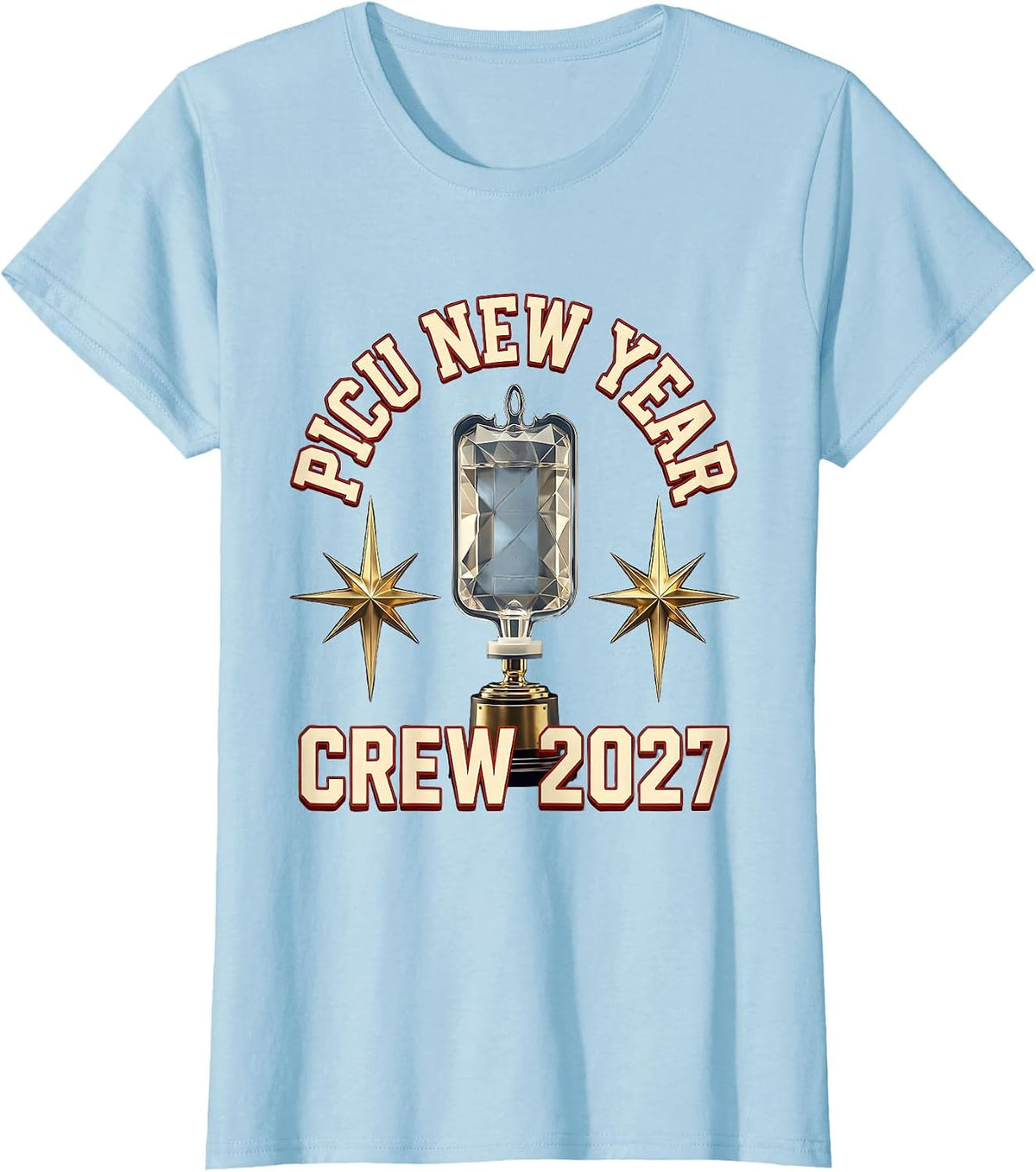 Women's PICU New Year Crew 2027 Sports Nurse ICU NICU New Year Eve T-Shirt - Baby Blue