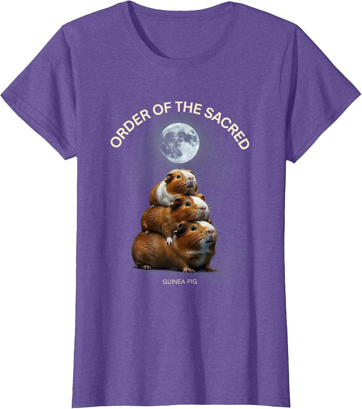 Order of the Sacred Guinea Pig Funny Guinea Pig Lover Parody T-Shirt - Purple Heather