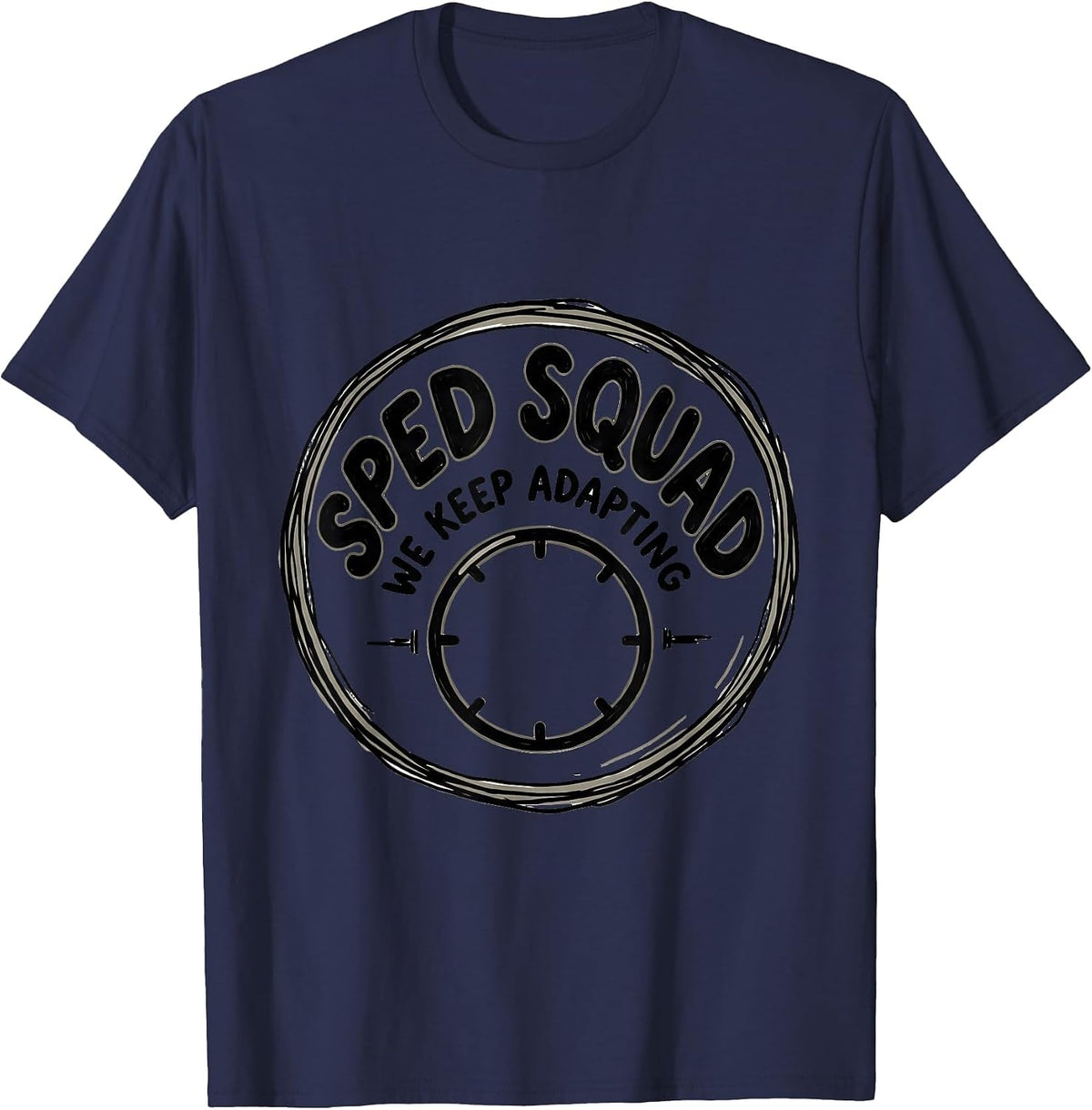 Men's SPED Squad We Keep Adapting Hand-Sketched Teacher T-Shirt - Navy Blue