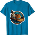 Turquoise Feather Cowgirl Hat Graphic T-Shirt - Sapphire Blue