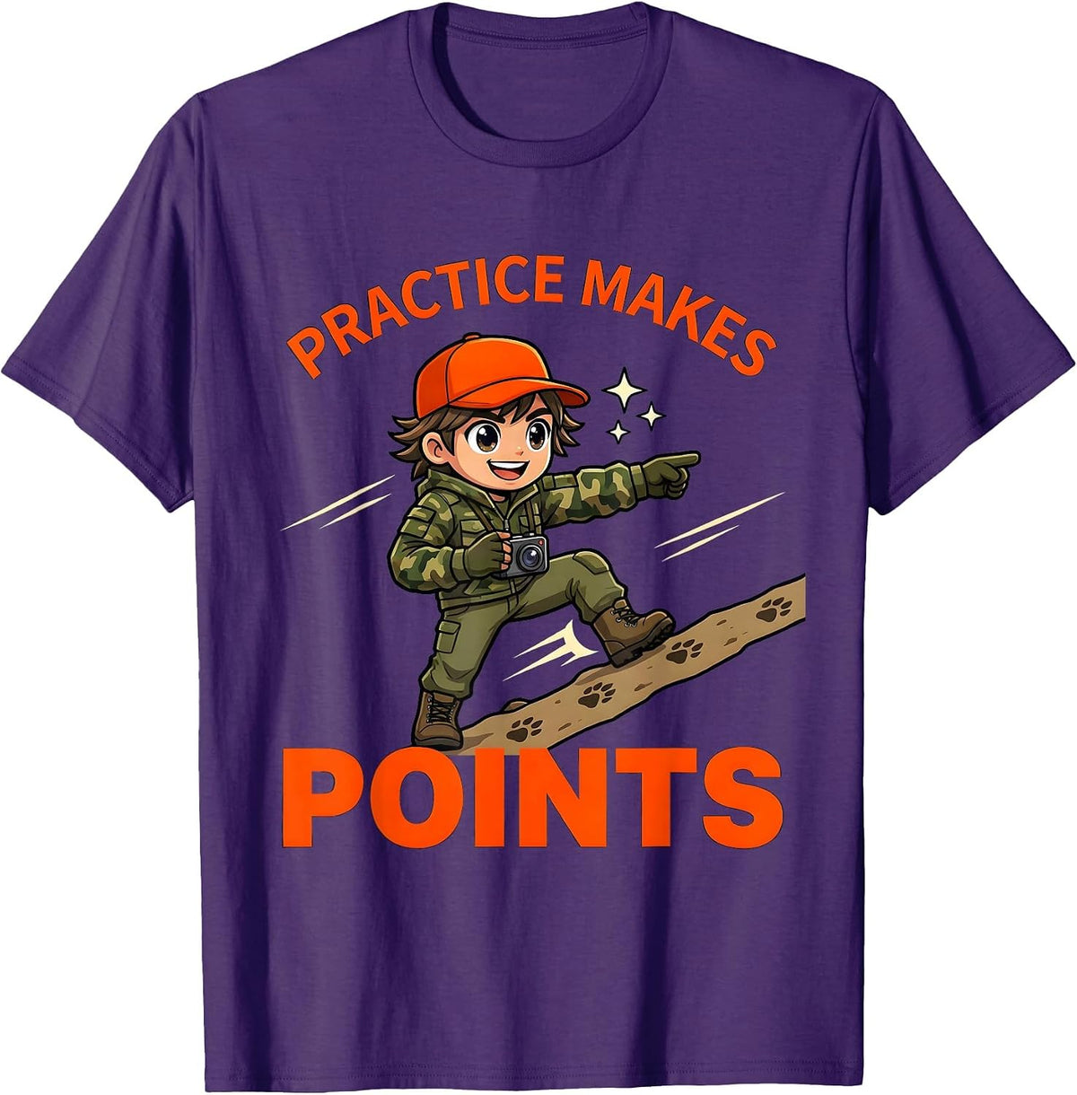 Men's PRACTICE MAKES POINTS Funny Deer Hunter Hunting Camp T-Shirt - Purple
