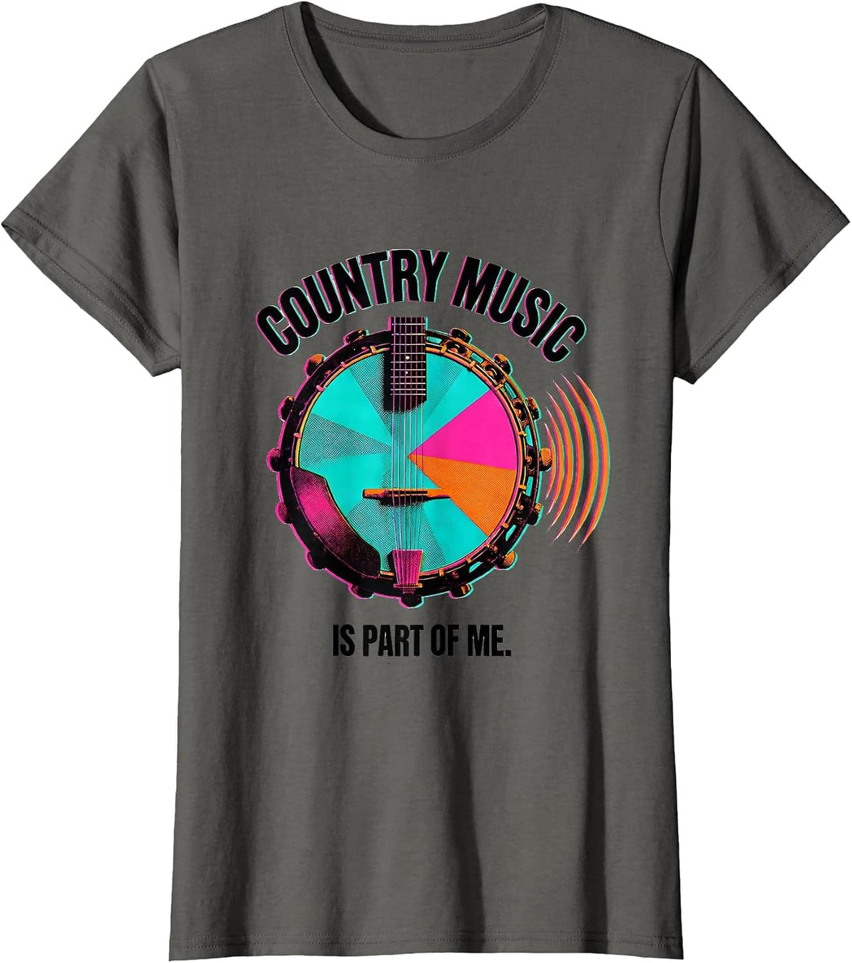Women's Country Music Is Part Of Me Risograph Country Fan Casual T-Shirt - Asphalt Grey