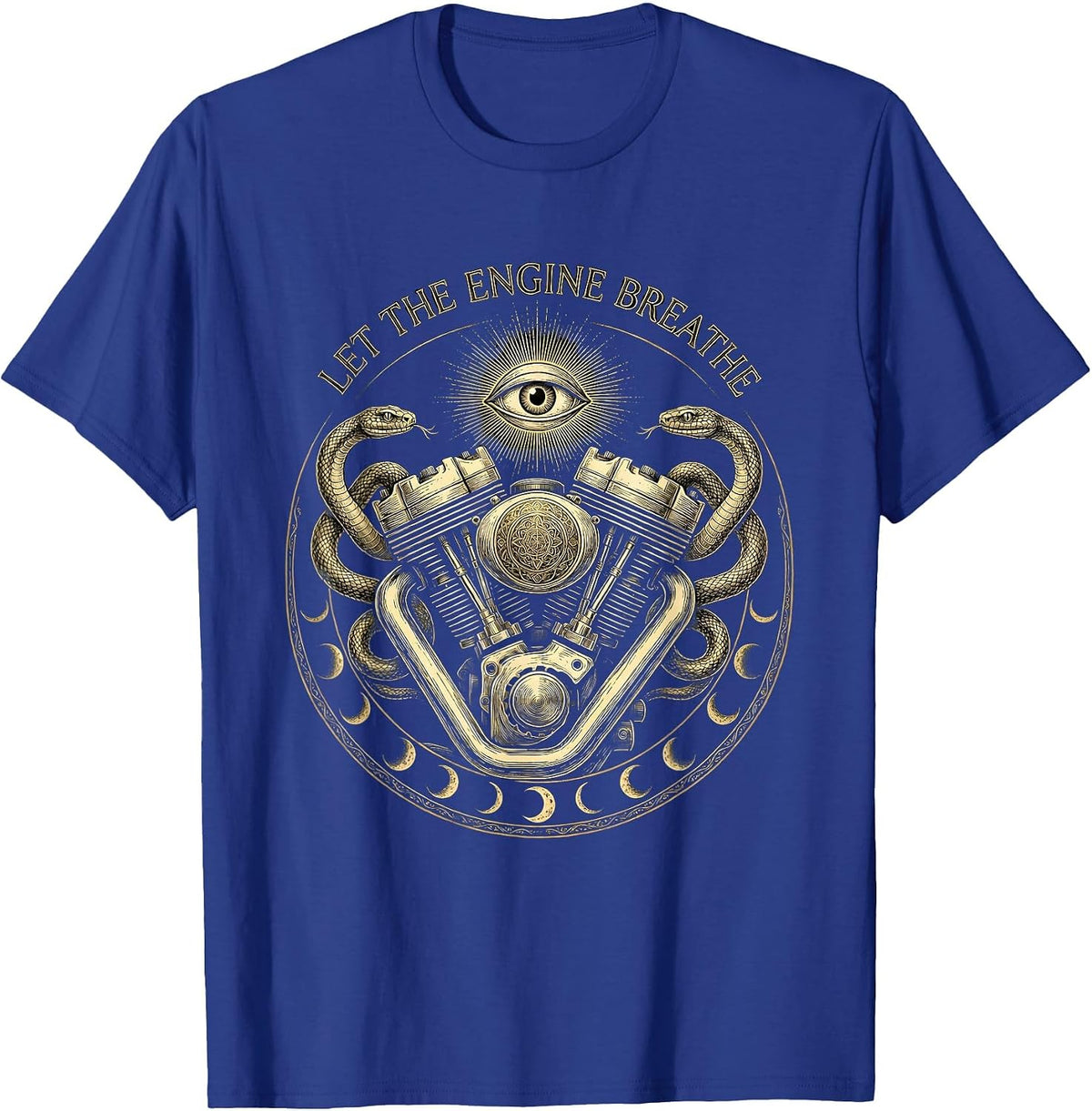 Let The Engine Breathe Motorcycle Design T-Shirt - Royal Blue