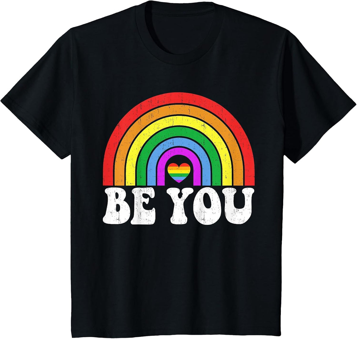 Gay Pride LGBTQ Ally Retro Rainbow LGBT Support Men Women T-Shirt - Black