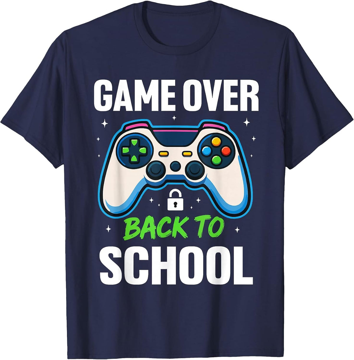 Game Over Back to School Shirt Funny Kids First Day School T-Shirt - Navy Blue