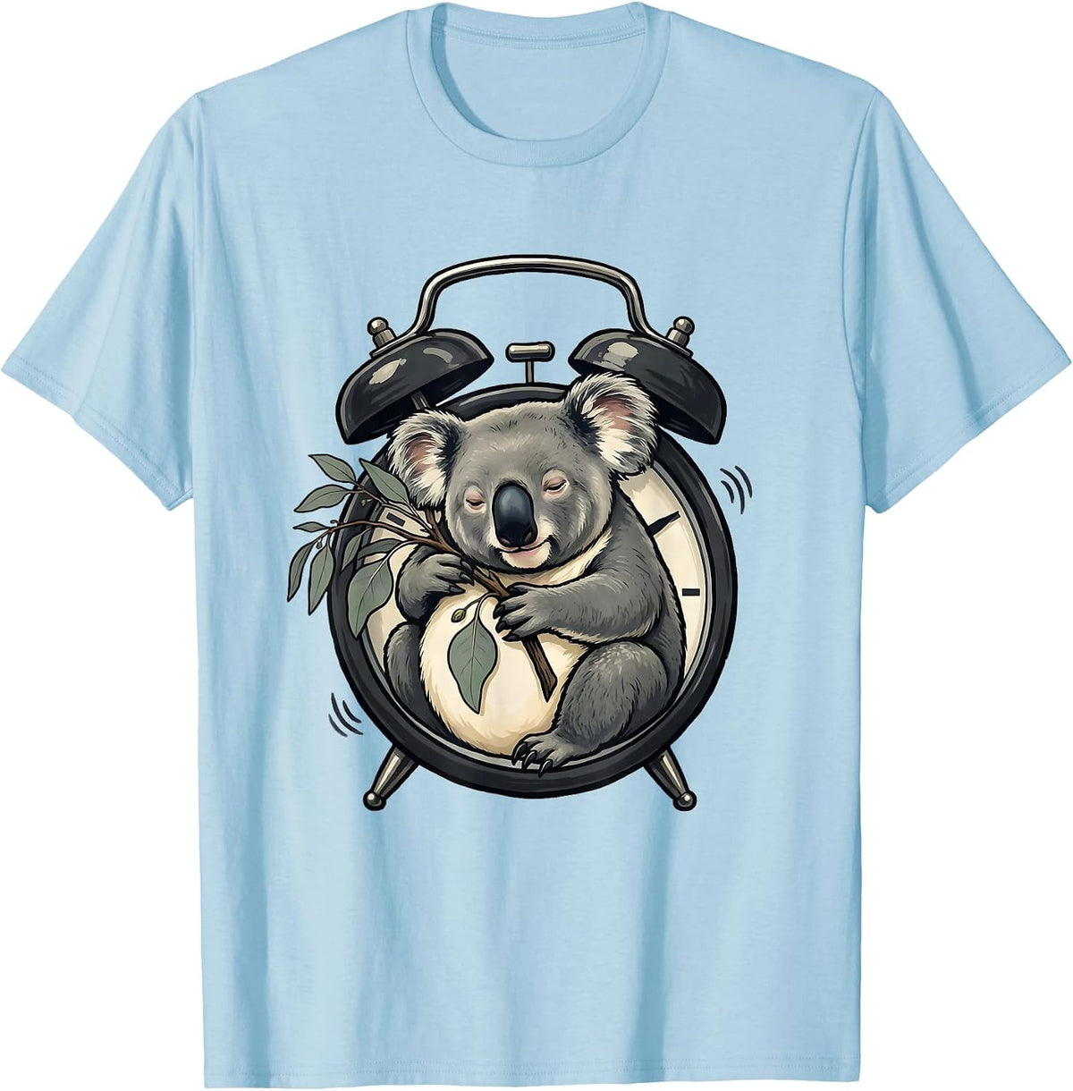 Men's Sleepy Koala Alarm Clock Cute Animal Lover Humor T-Shirt - Baby Blue