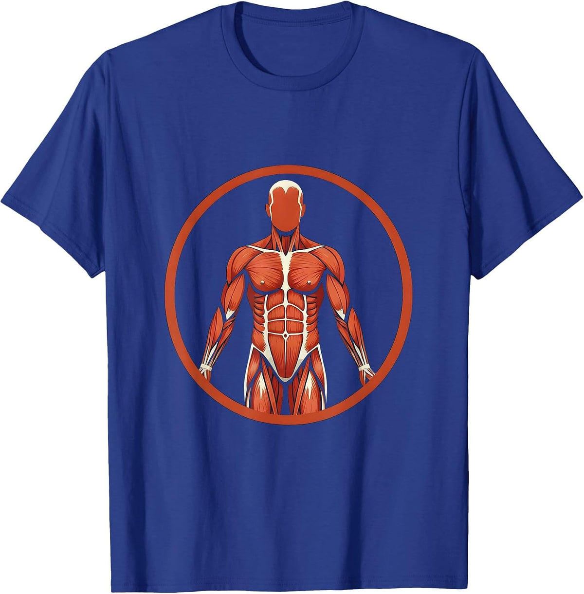Men's Human Muscle Map Anatomy Physical Therapy Art T-Shirt - Royal Blue