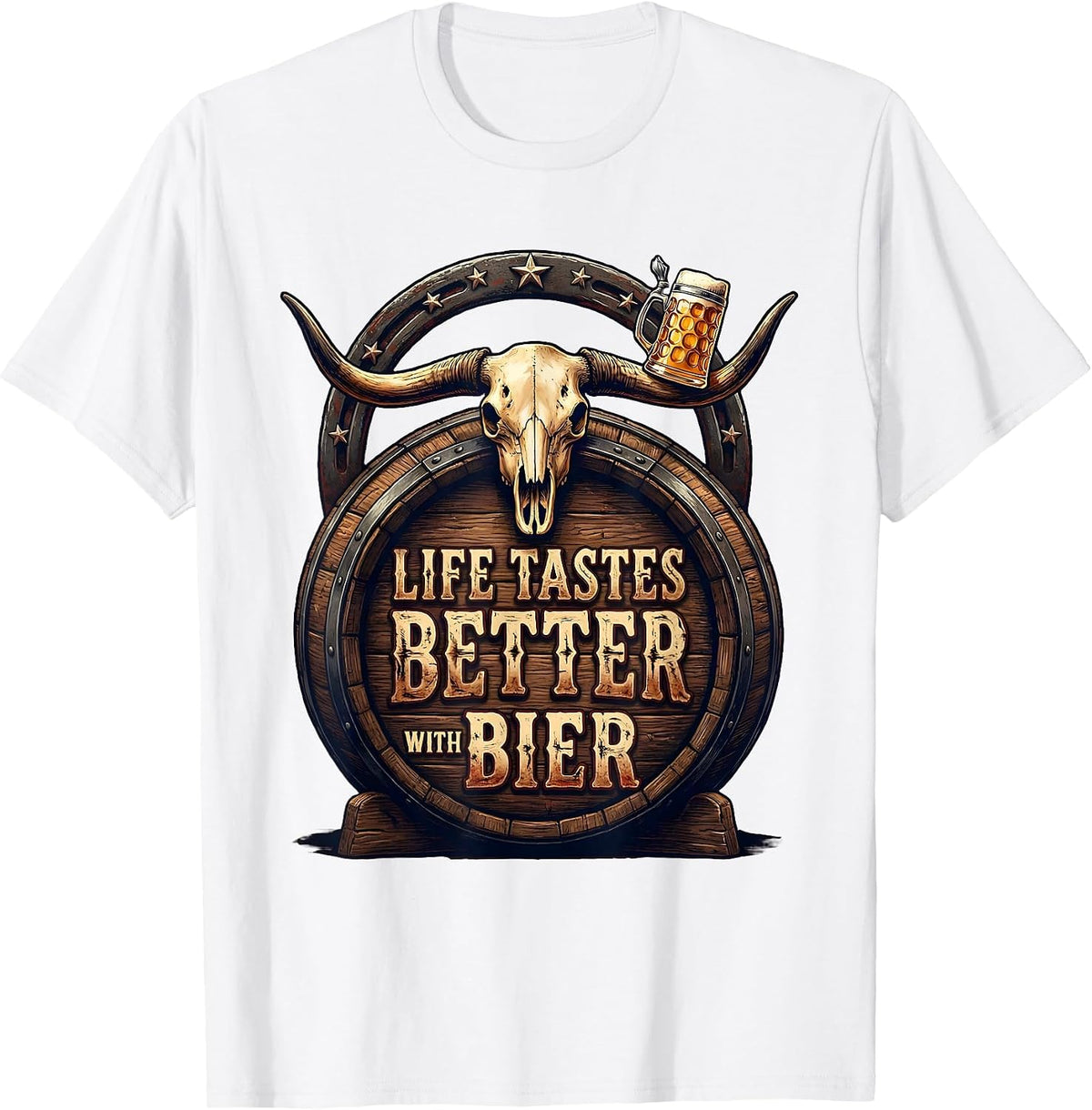 Men's Life Tastes Better With Bier Oktoberfest Design T-Shirt - White