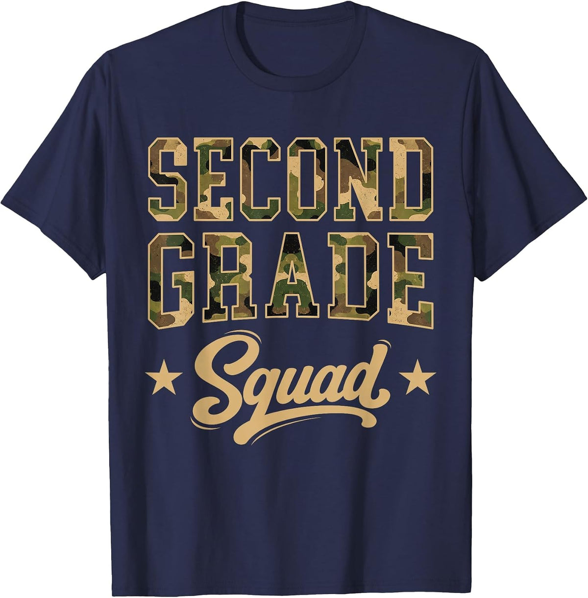 2nd Grade Camouflage Second Grade Squad Back to School T-Shirt - Navy Blue
