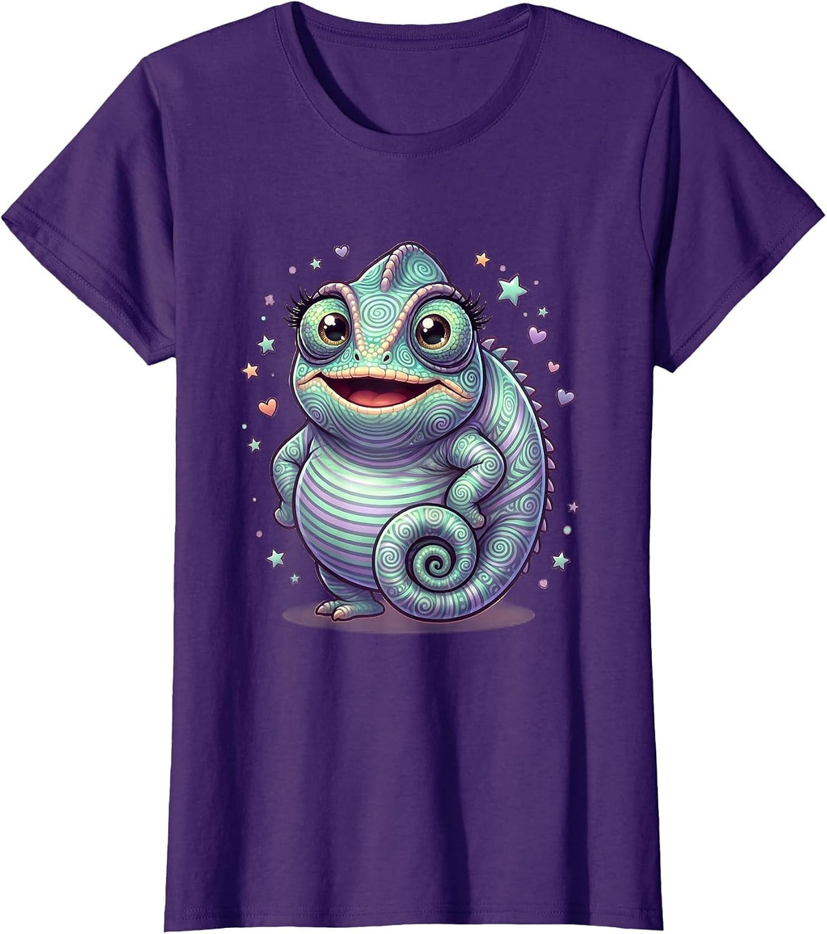 Women's Kids Tie Dye Chameleon Swirling Spiral Pattern T-Shirt - Purple