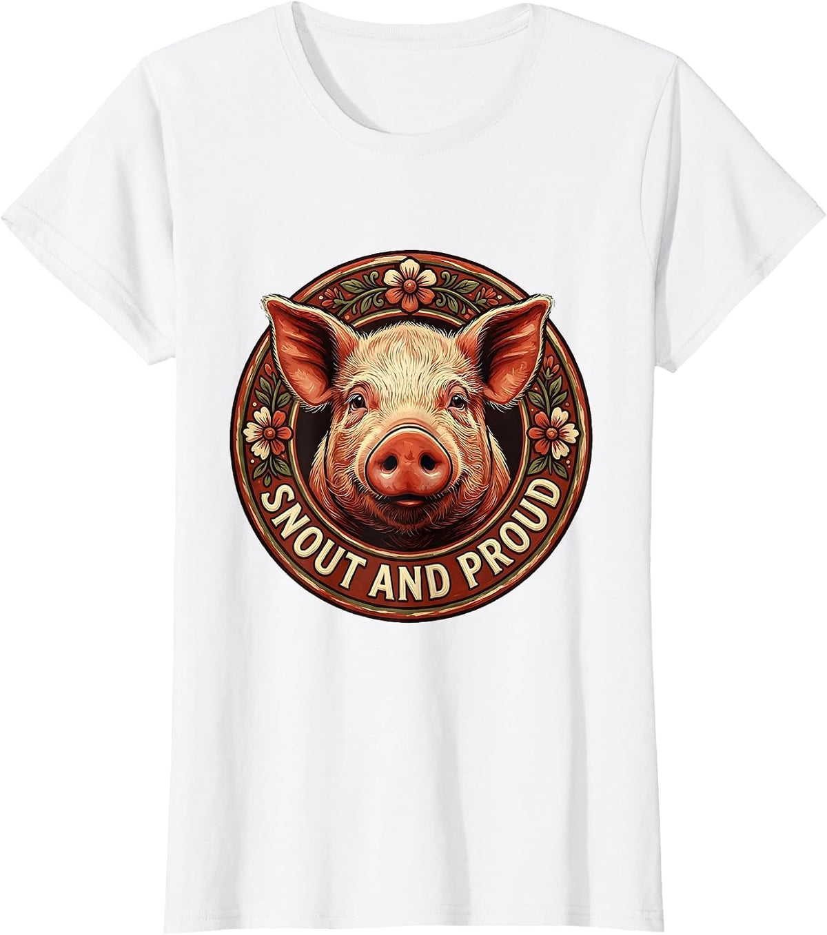 Snout and Proud Funny Pig Lover Design T-Shirt - White