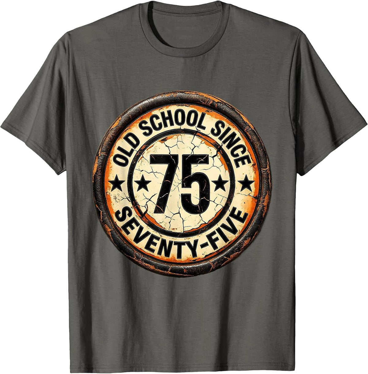 Old School Since Seventy-Five 1975 Vintage Design T-Shirt - Asphalt Grey