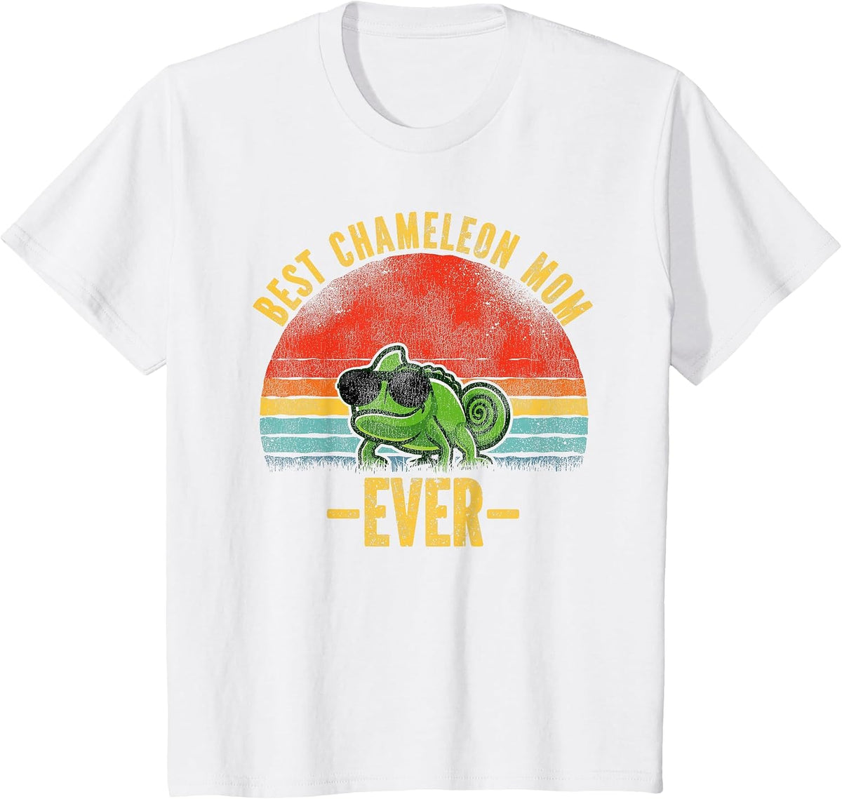 Best Chameleon Mom Ever Vintage Retro Sunset T-Shirt - White