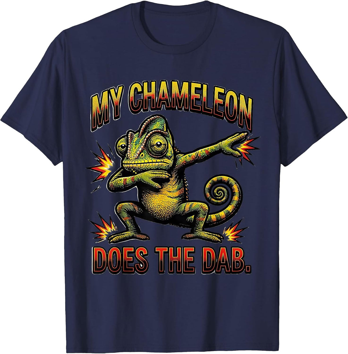 My Chameleon Does The Dab Funny Comic Book Novelty Youth T-Shirt - Navy Blue