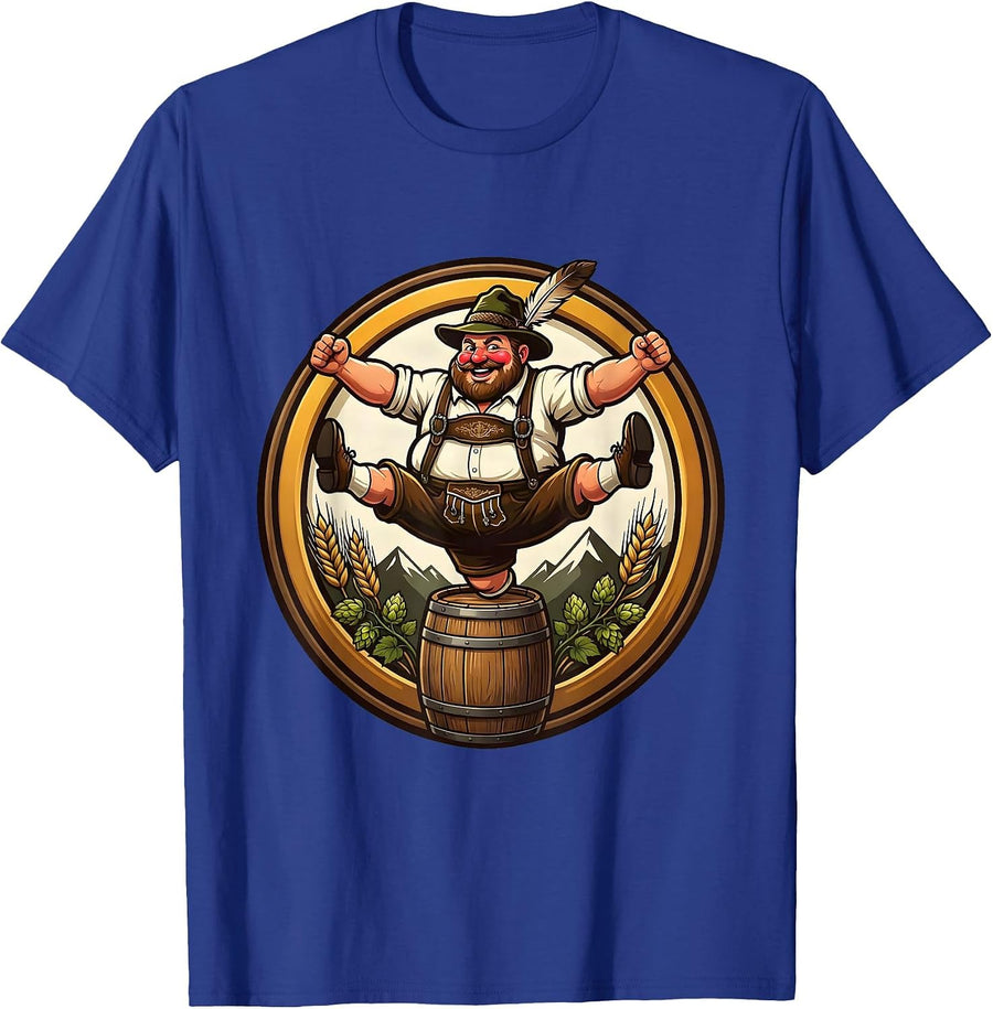 Oktoberfest Keg Stand Jolly Celebration Graphic T-Shirt - Royal Blue