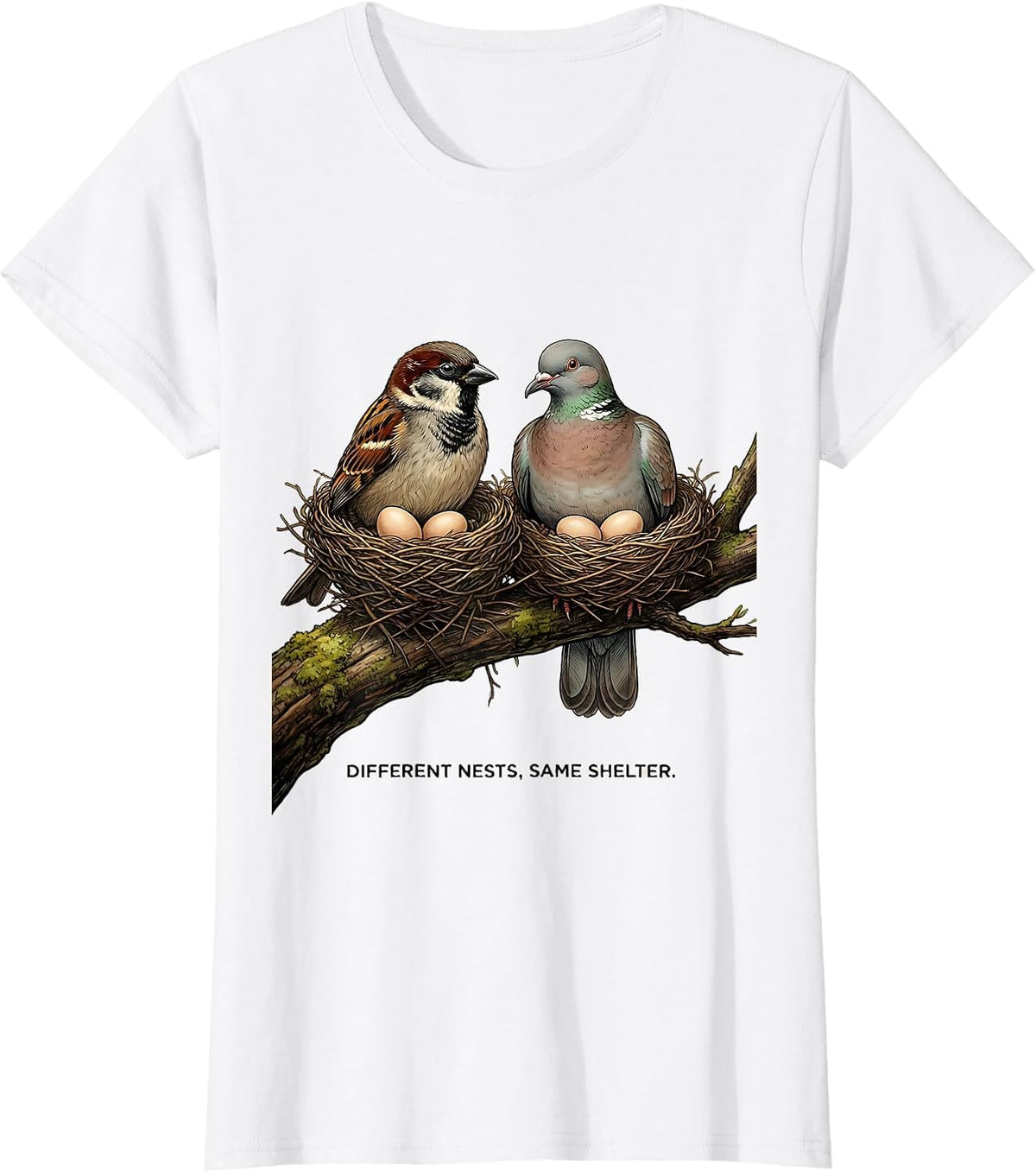 Women's Different Nests, Same Shelter Funny Autistic ADHD Meme Humor T-Shirt - White