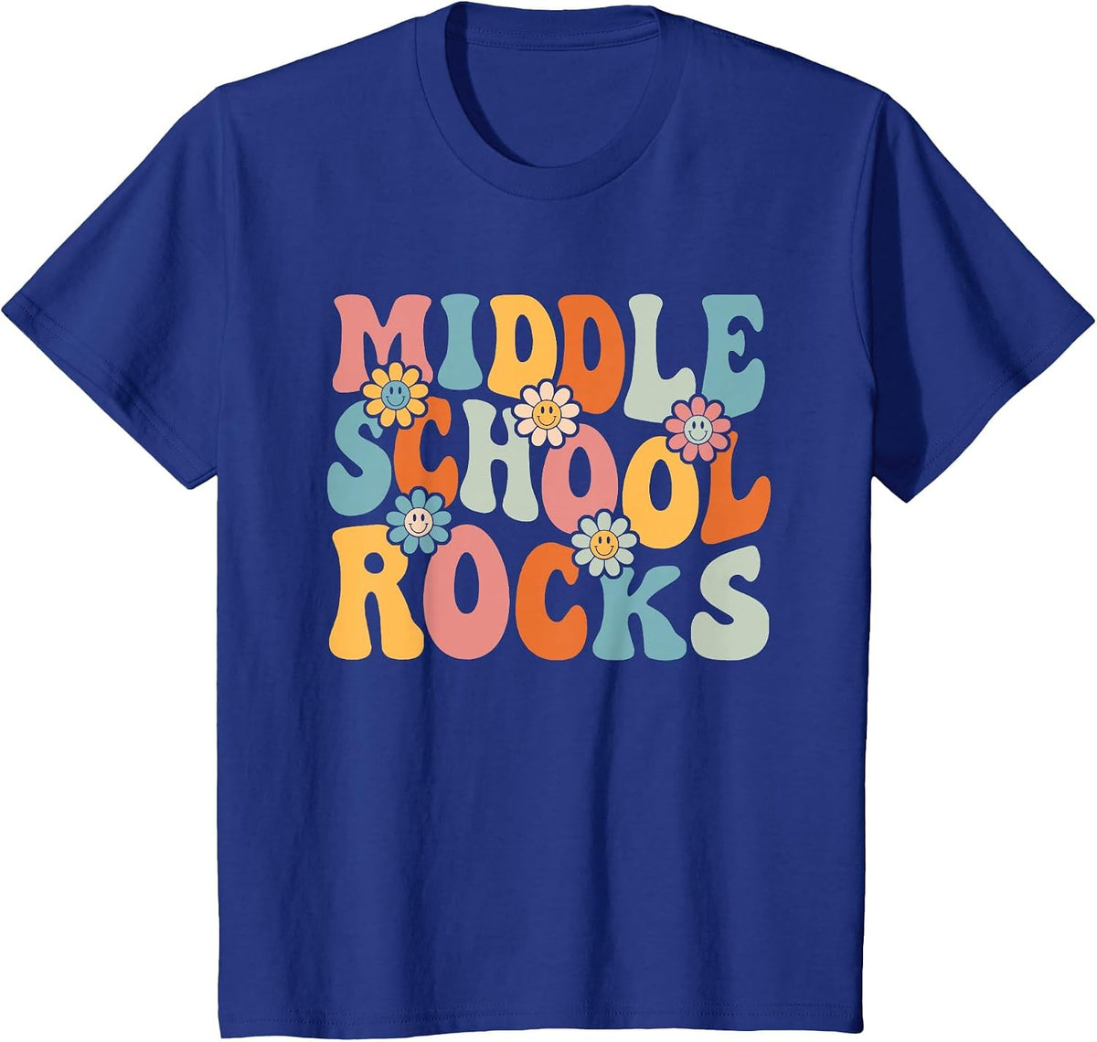 Middle School Rocks Back to School Teachers Students T-Shirt - Royal Blue
