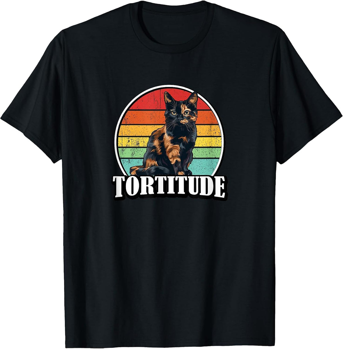 Mens Womens Girls Funny Retro Vintage Tortitude Tortie Lover T-Shirt - Black