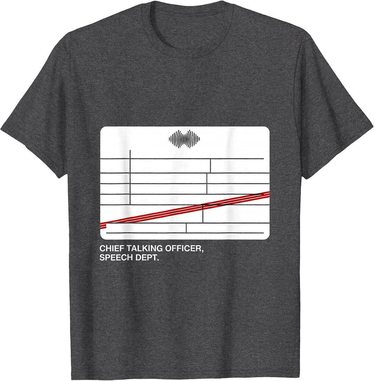 Men's Chief Talking Officer Speech Dept Funny SLP Christmas T-Shirt - Dark Heather Grey
