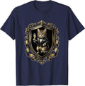 Dapper Cat in Tuxedo Champagne Celebration T-Shirt - Navy Blue