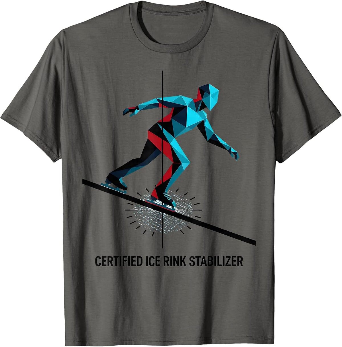 Certified Ice Rink Stabilizer Geometric Physical Therapist T-Shirt - Asphalt Grey