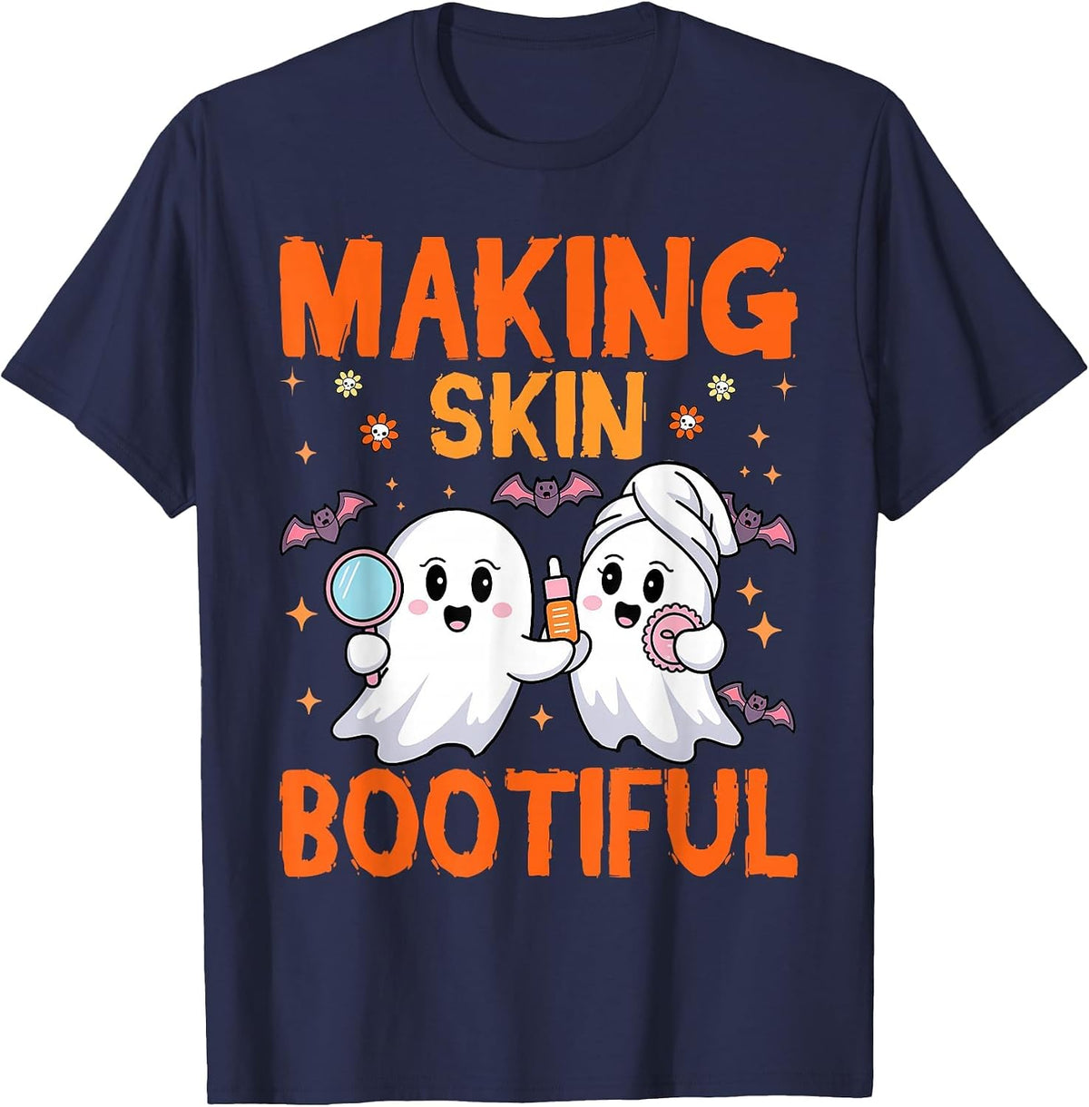 Making Skin Bootiful Estheticians Skincare Lady Halloween T-Shirt - Navy Blue