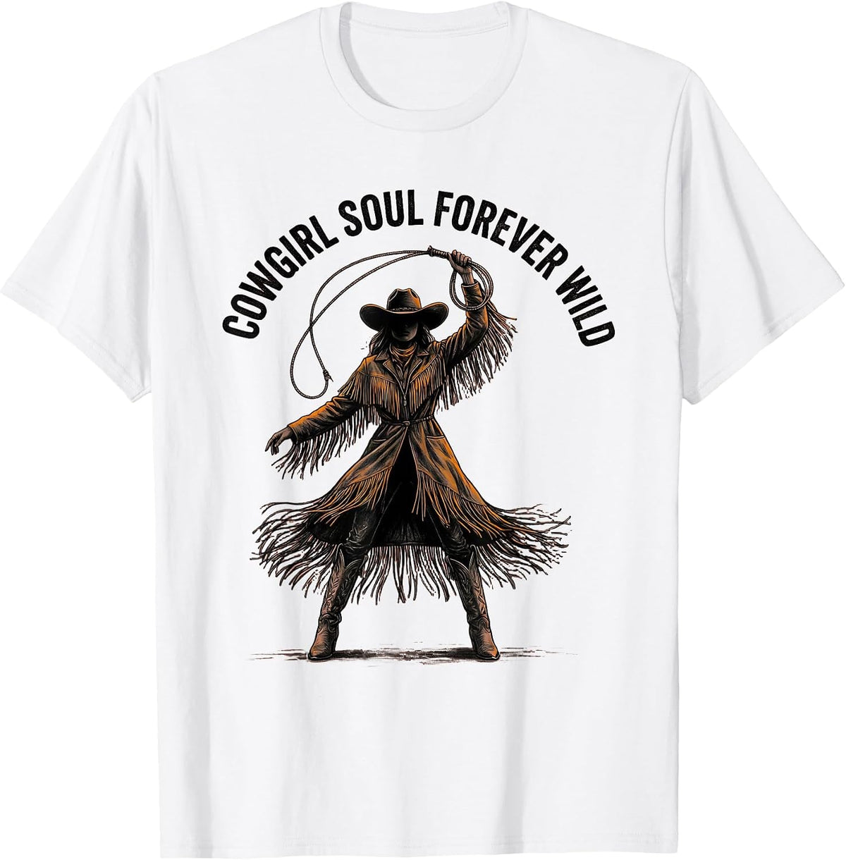 Men's Cowgirl Soul Forever Wild Western Design T-Shirt - White