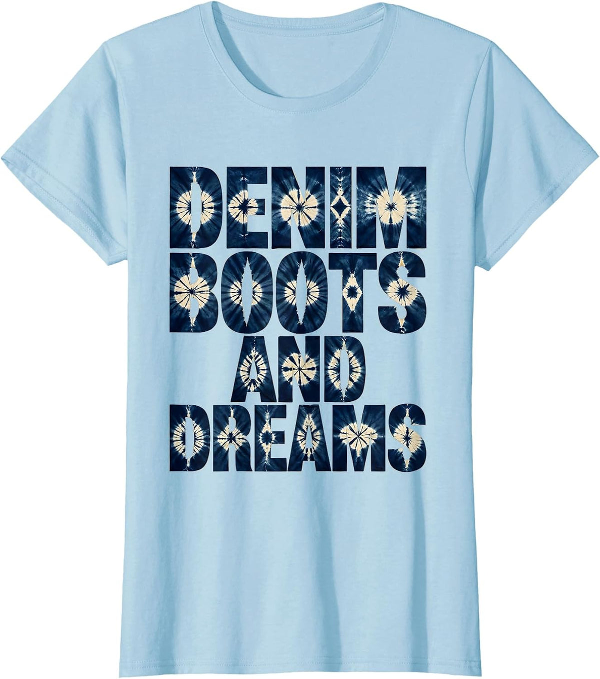 Denim Boots and Dreams Western Design T-Shirt - Baby Blue