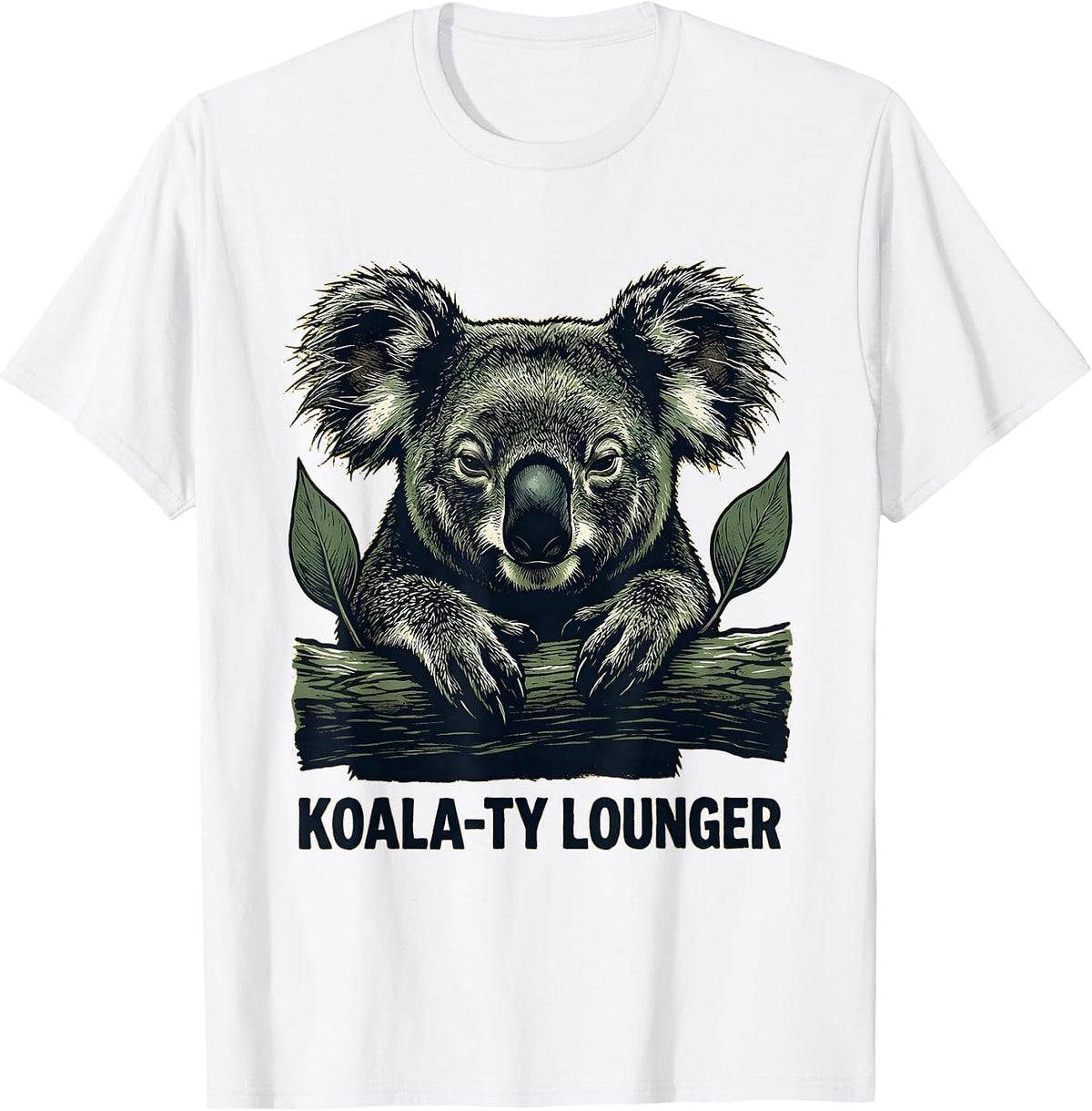 Men's Koala-ty Lounger Cute Koala Lover Animal Humor Novelty T-Shirt - White