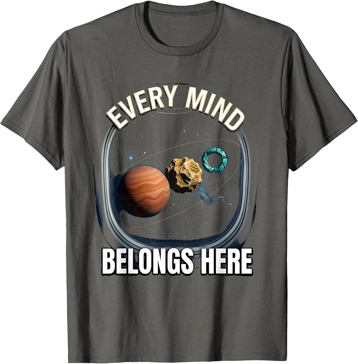 Men's Every Mind Belongs Here Cosmic Neurodiverse Universe Special T-Shirt - Asphalt Grey