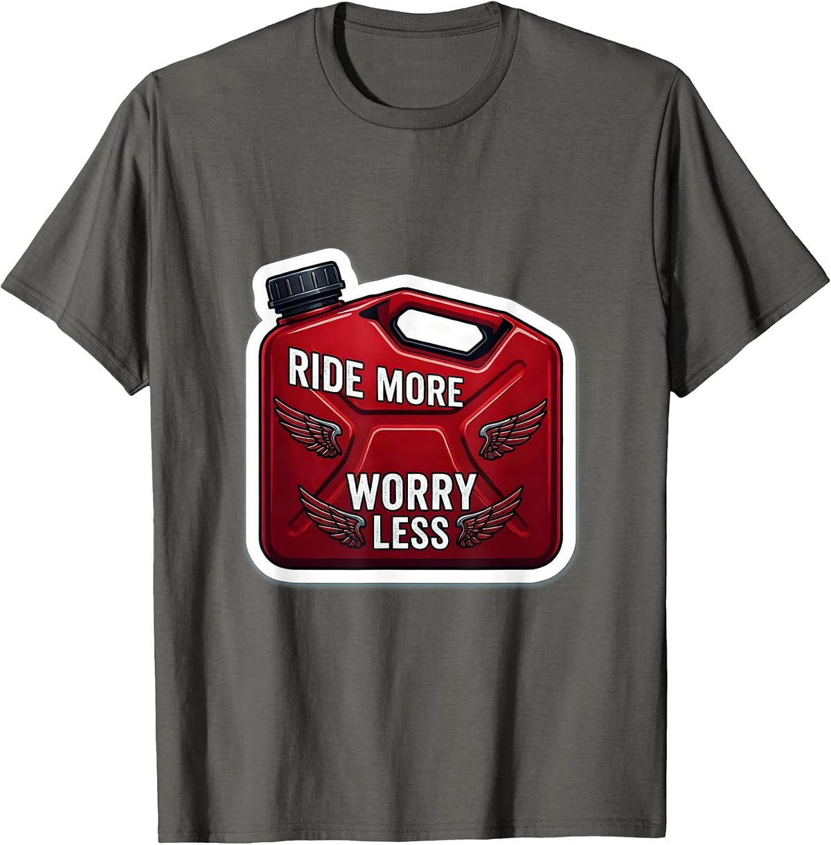 Ride More Worry Less Motorcycle Design T-Shirt - Asphalt Grey