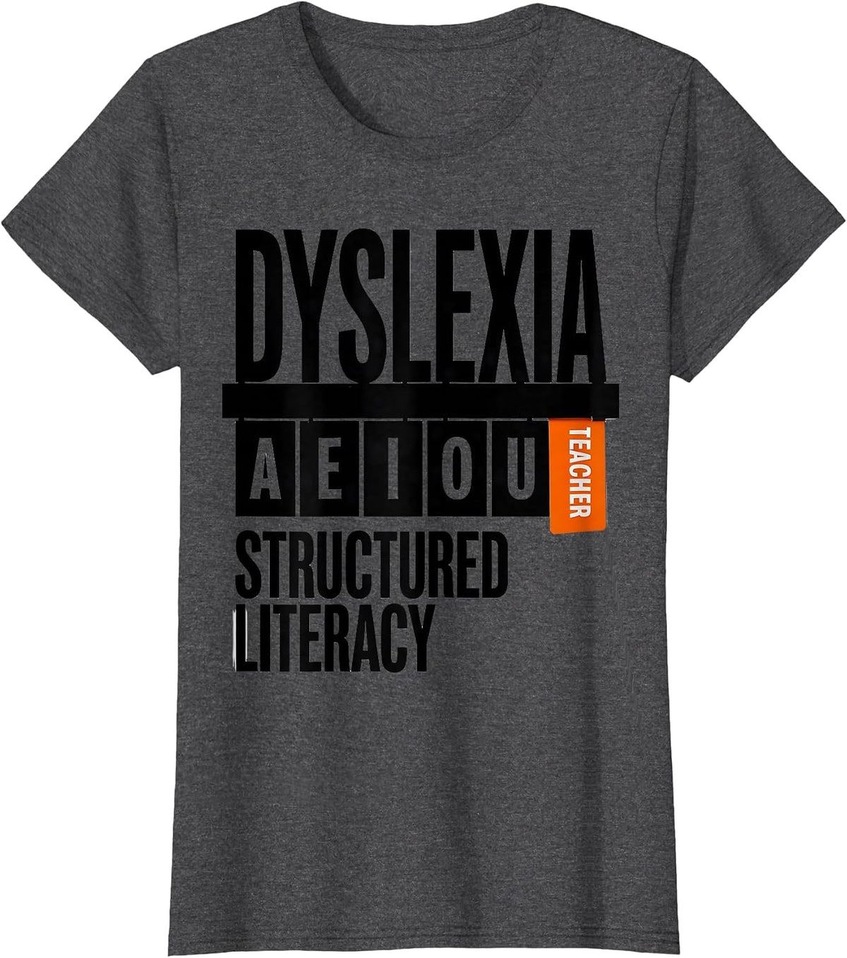 Women's Dyslexia Structured Literacy Teacher Brutalist Graphic T-Shirt - Dark Heather Grey