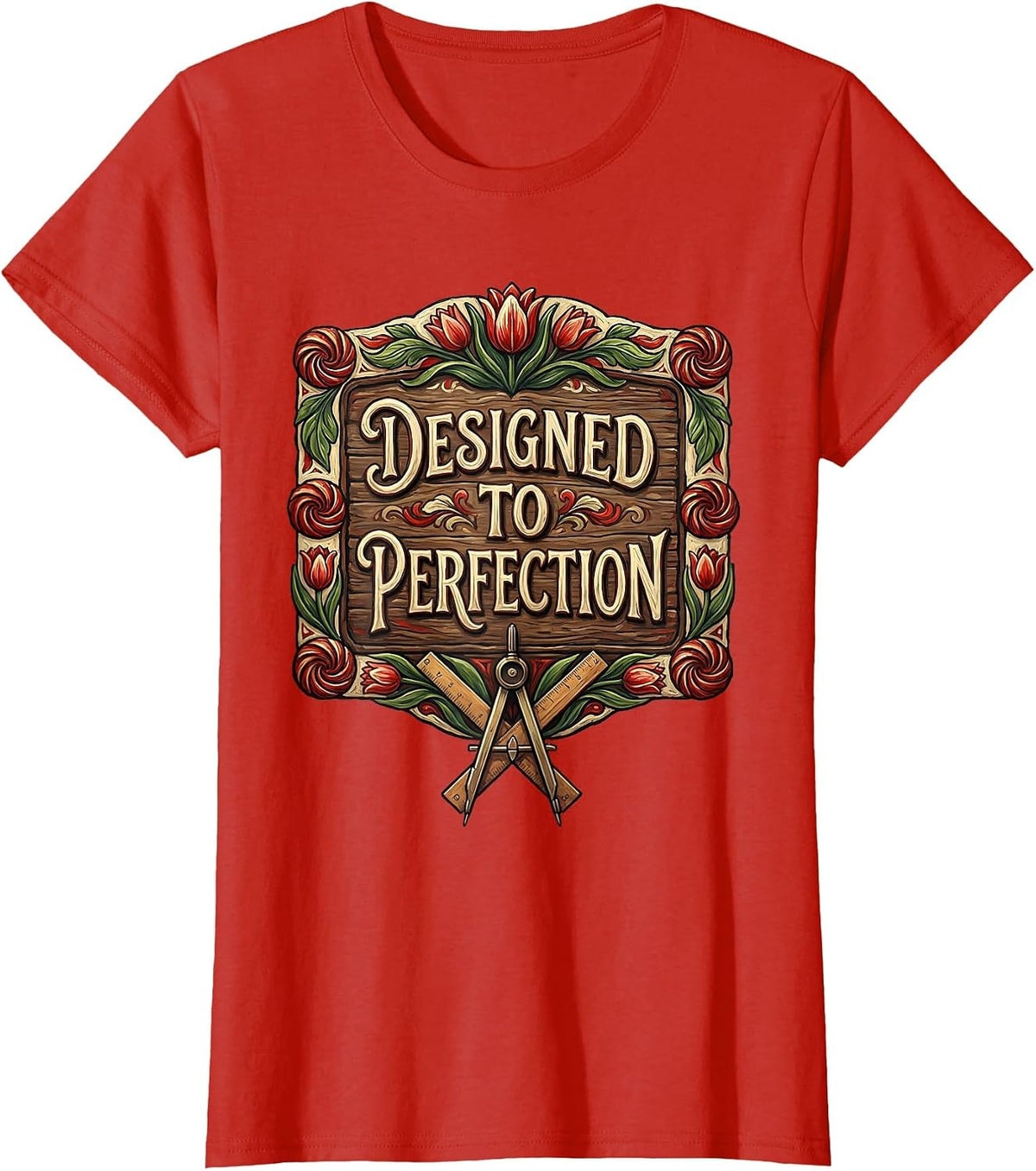 Designed to Perfection Bold Statement Graphic T-Shirt - Red