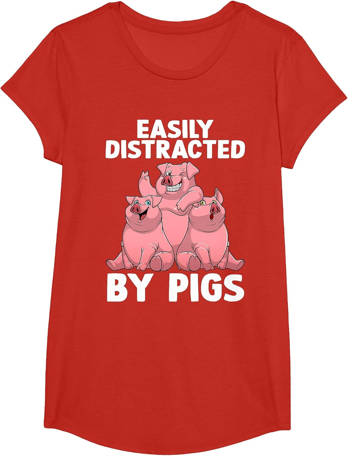 Funny Pig Design for Men Women Kids Farm Animal Pig Lovers T-Shirt - Girls Red