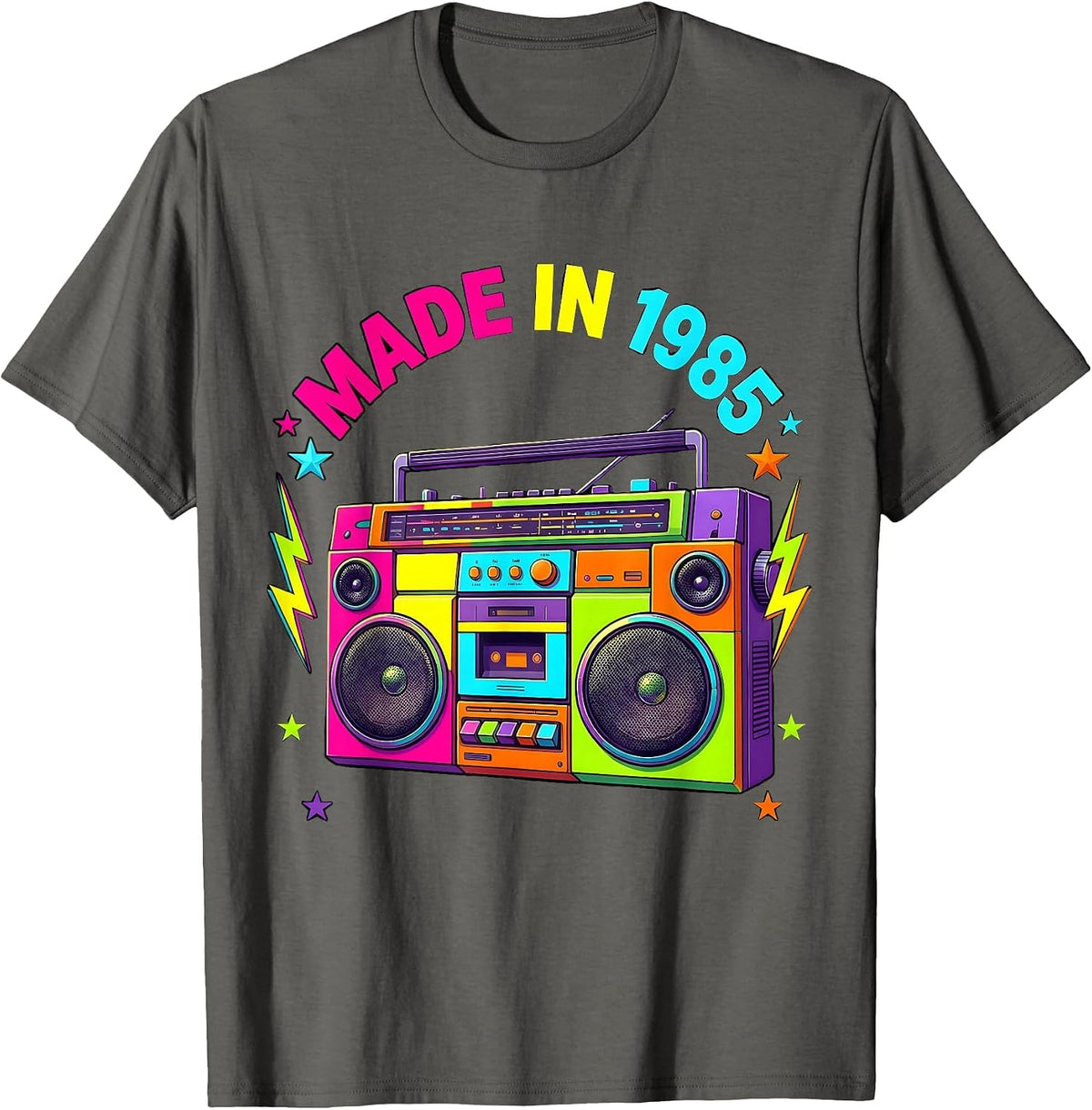 Made in 1985 Classic Birth Year Design T-Shirt - Asphalt Grey