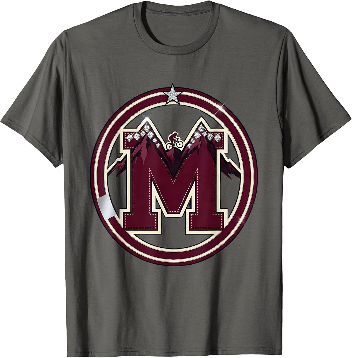 Cyclist Summit Sunset Mountain Peak Graphic T-Shirt - Asphalt Grey