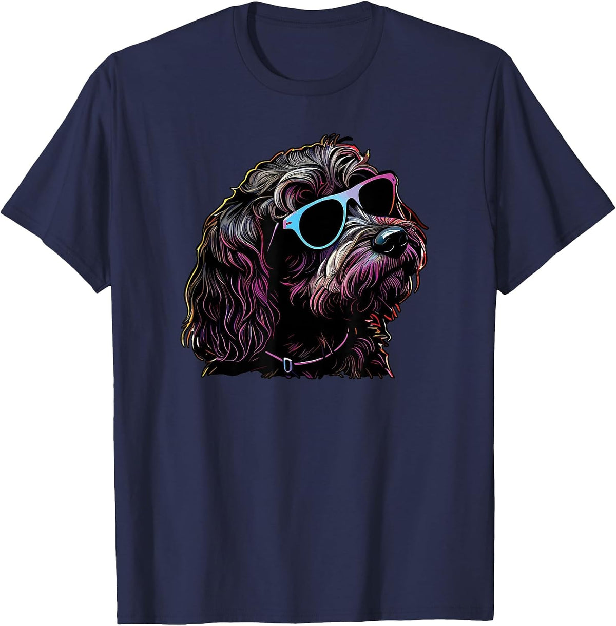 Dad Mom Cool Dog Sunglasses - Cockapoo T-Shirt - Navy Blue